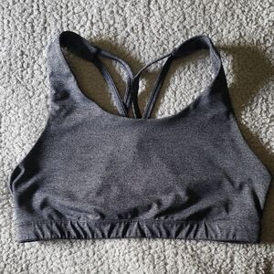 Old Navy Active PowerPress Strappy Racerback Medium Support Sports Bra in Carbon